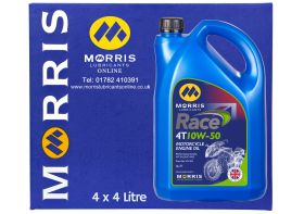 Box of 4 x 4 Litres Morris Race 4T 10W-50 4-Stroke Motorcycle Engine Oil