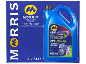 Box of 4 x 4 Litres Morris Race 4 TT 10w-40 Fully Synthetic 4-stroke Motorcycle Oil