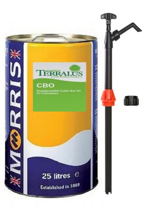 25 Litres Morris Terralus CBO Biodegradable Chain Lubricant & Pump