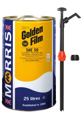 25 Litres Morris Golden Film SAE 50 Classic Motor Oil & Pump
