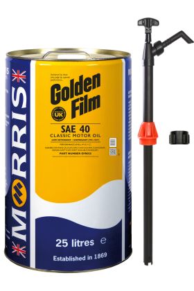 25 Litres Morris Golden Film SAE 40 Classic Motor Oil & Pump