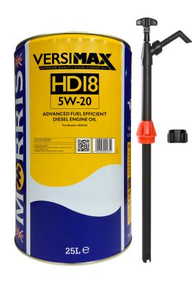 25 Litres Morris Morris Versimax HD18 5W-20 Diesel Engine Oil & Pump