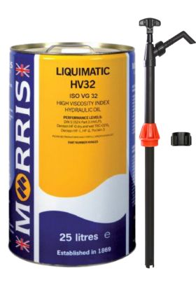 25 Litres Morris Liquimatic HV32 Hydraulic Oil & Pump