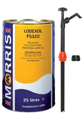 25 Litres Morris 
Lodexol FS 320 Full Synthetic Industrial Gear Oil & Pump