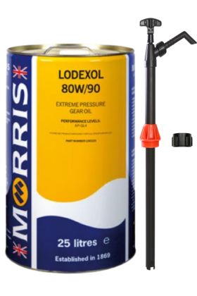 25 Litres Morris Lodexol 80W-90 API GL4 Gear Oil & Pump